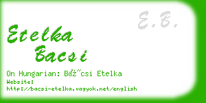 etelka bacsi business card